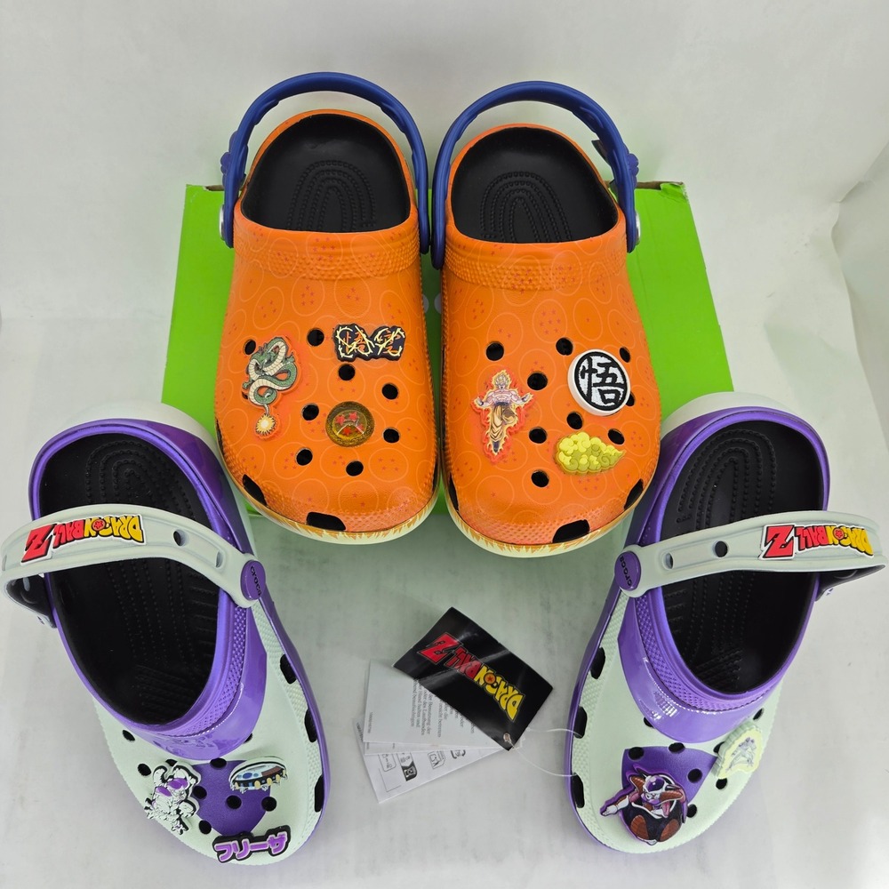 Crocs Dragon Ball Z Goku Frieza Classic Clog 2 Pair Kids J5 Mens 5 Womens 7